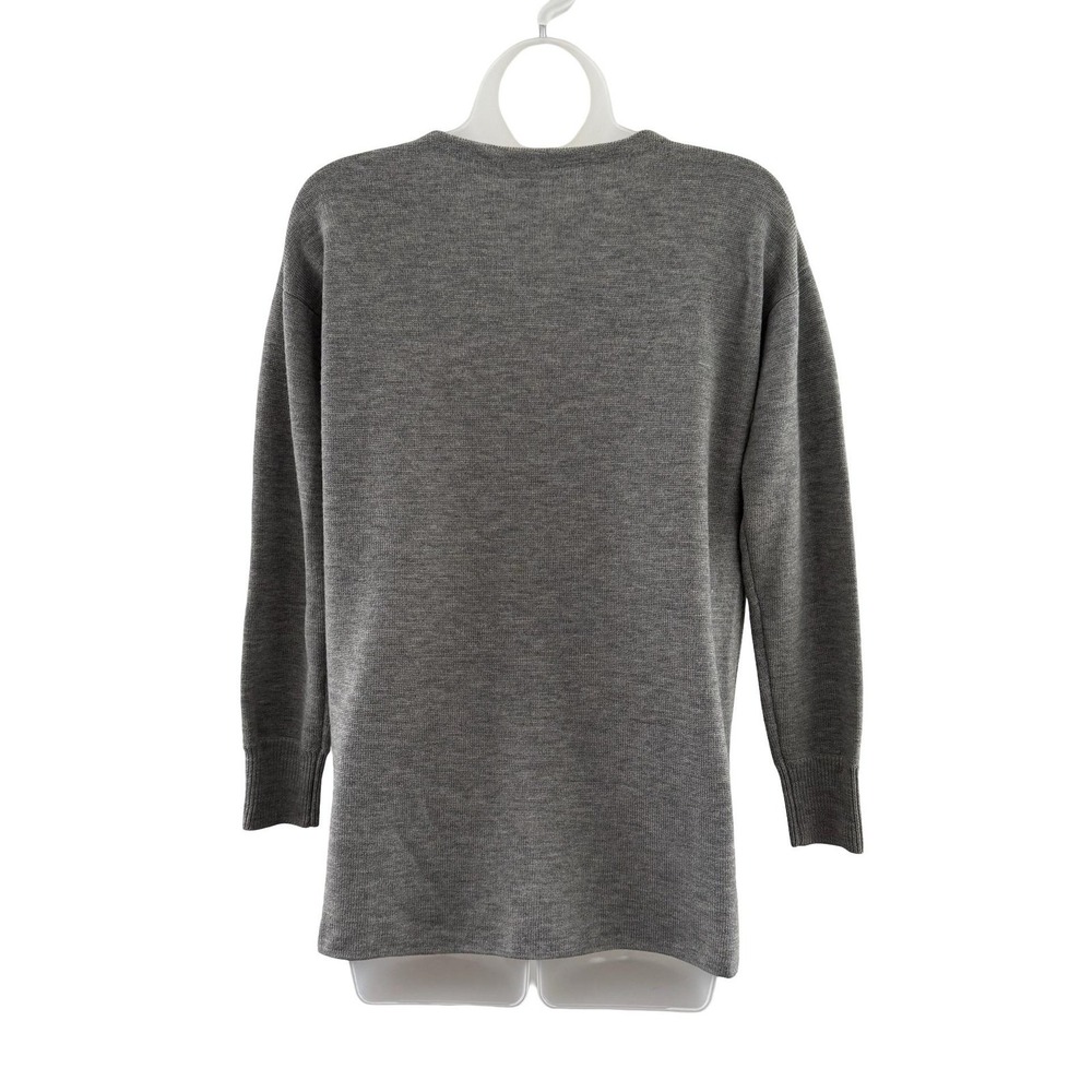 J.Crew Sweater Tunic Womens XS Gray 100% Merino Wool Crewneck Pockets Long - Picture 3 of 14